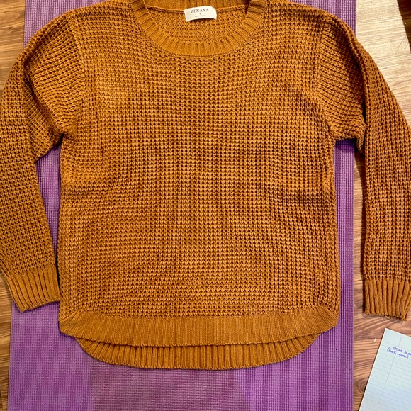 Hi-lo waffle knit sweater - burnt orange - Picture 3 of 4